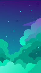 Stylized cloudscape with starry night sky background