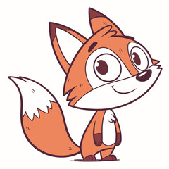 Naklejka premium Playful Fox Illustration: An endearing fox stands out with its charming pose and joyful expression, crafted with bold outlines and a focus on simplicity.