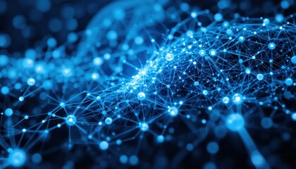 Abstract lines and nodes connecting global markets in a blue tech theme.