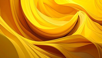 Dynamic yellow forms undulate, creating a flowing, textured abstract. Strong tonal gradations, light and shadow dance