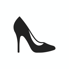 Black high heel shoe silhouette isolated on white background

