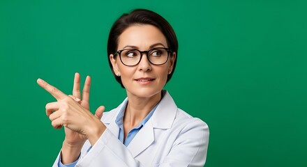 Female Scientist Demonstrates Finger Counting Method A Study in Analytical Thought