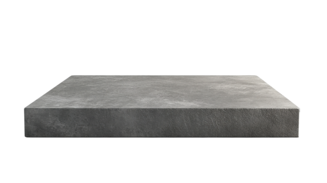 Gray concrete slab surface isolated on a transparent background