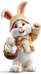 Happy Easter Bunny with Eggs