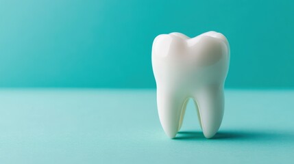 Healthy White Tooth Model on Blue