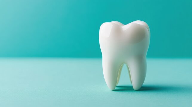 Healthy White Tooth Model on Blue