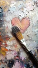 Heart Painting with Brush on Palette