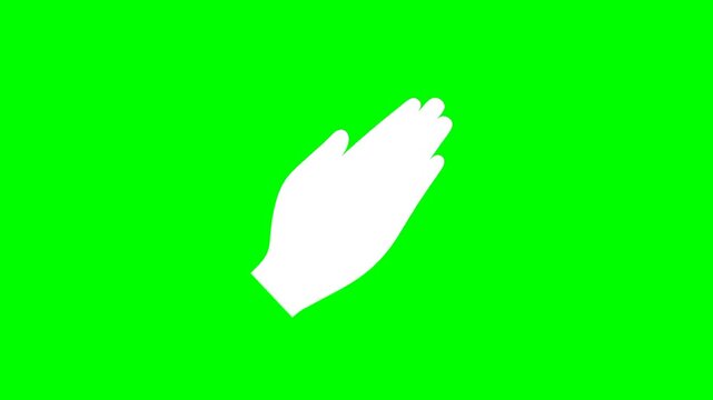 A waving hand animation signifies goodbye or greeting. The palm moves repeatedly on a green background.