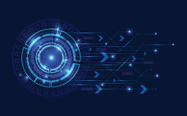 Digital business, vector tech circle and technology background
