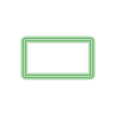 Realistic glowing green neon frame isolated on transparent background. Neon Light Shining Effect. Rectangle Frame, PNG