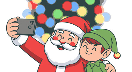 Santa and Elf Selfie A Festive Christmas Moment.