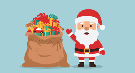 Santa Claus with a Bag Full of Gifts.