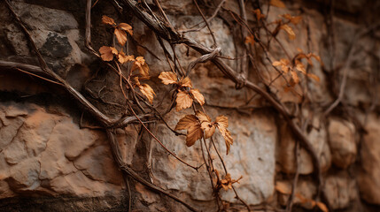 Dry and tangled climbing vines with broken branches