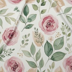 Soft Botanical Watercolor Hijab Pattern with Pastel Florals