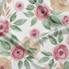 Soft Botanical Watercolor Hijab Pattern with Pastel Florals