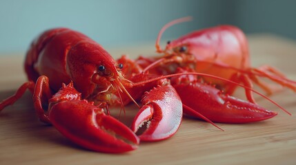 Freshly cooked lobsters ready for a seafood feast in a cozy kitchen setting