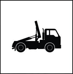 Naklejka premium Illustration Roll-off truck waste container with hydraulic lift silhouette vector