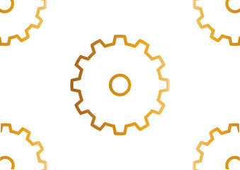 Seamless pattern of golden gears on a white background.