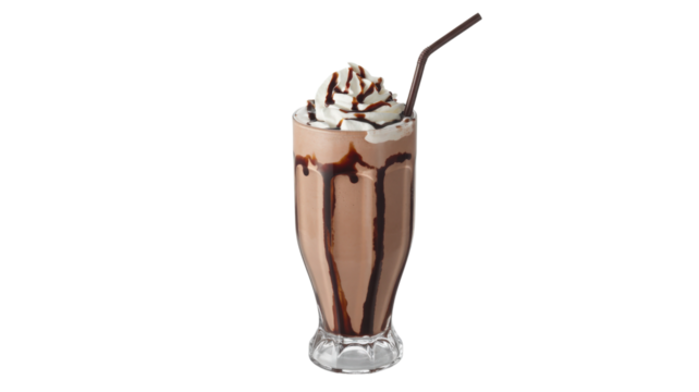 Chocolate milkshake with whipped cream isolated on a transparent background 1