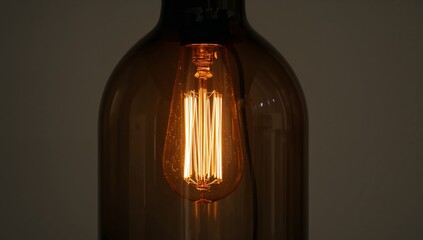 Amber Glass Enclosure with Linear Filament Glow, an Indoor Composition.