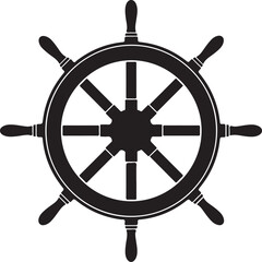 Obraz premium Vintage Nautical Helm Silhouette Marine Steering Wheel Design