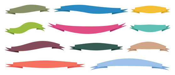 Collection of Colorful Ribbons Vector - Set of flat design ribbon icon,  Swirling Ribbons vector illustration