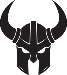Obraz premium Powerful Black Silhouette of a Horned Warrior Helmet Vector Illustration