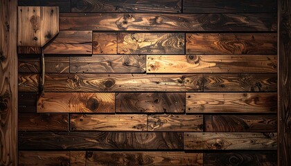 Warm, textured wood panel wall; horizontal planks varying in color and grain, creating a rustic, organic feel