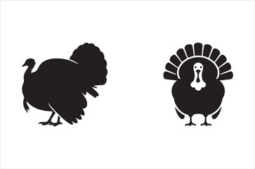 Two silhouettes of turkeys displayed in contrasting profiles and front views