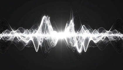 Abstract luminous waveform pattern against a dark background, radiating light from its center