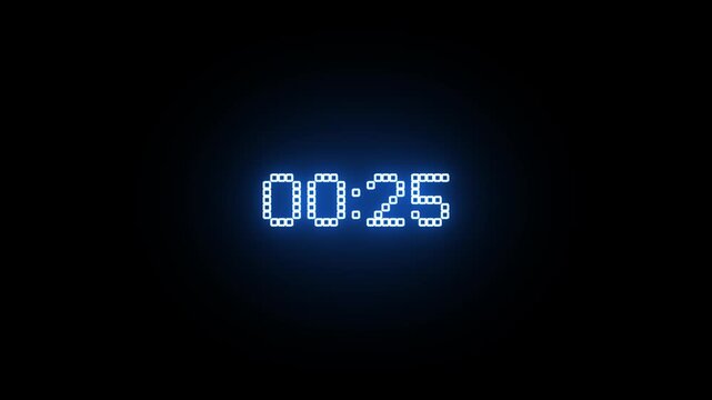 30 to 0 second countdown timer, 30 Second countdown timer animation on black background, countdown timer animation from 30 to 0 seconds.