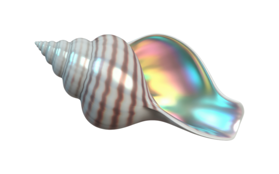 Iridescent Spiral Seashell isolated on a transparent background - Powered by Adobe