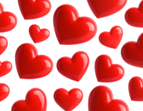 Ensemble de Cœurs Rouges Brillants – Amour et Saint-Valentin – PNG Transparent