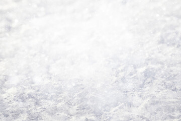 Winter white snow background, abstract blurred snowfall surface