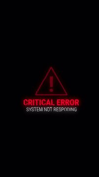 Critical System Error Alert Animation 4K - Flashing Red Warning Message on Black Background