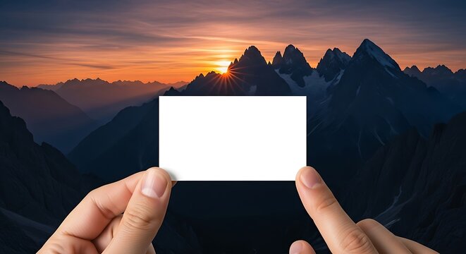 Blank Card with Mountain Sunset Background