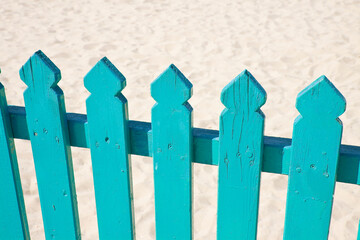 Fototapeta premium Detail of a green wooden fence