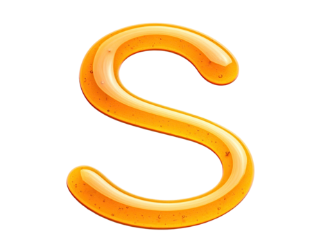 A stylized, glossy, golden-yellow letter "S" against a stark, black background