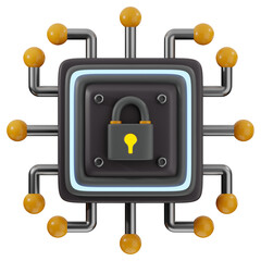 3D cybersecurity icon. 3D icon render of cybersecurity with transparent background.