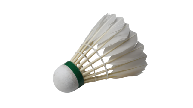 White Badminton Shuttlecock with Green Band isolated on a transparent background
