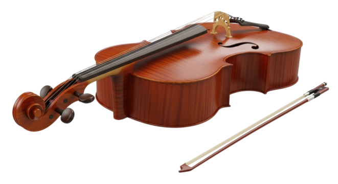 Isolated upright cello on surface with bow instrument ready for performance and practice
