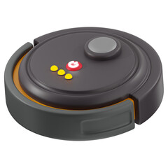 3D robotic vacuum cleaner icon. 3D icon render of robotic vacuum cleaner with transparent background.
