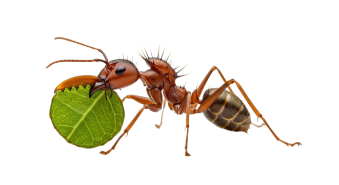 Isolated Leafcutter Ant Carrying a Leaf, an Insect from Central America, a Macro Photograph