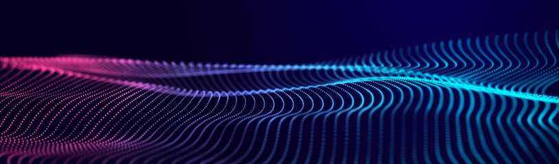 Futuristic sound flow wave. Equalizer for music. Data transfer. 3D rendering.