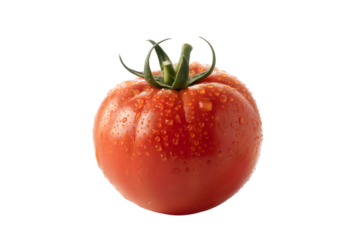 close up shot of a juicy red tomato with water drops . Isolated on transparent background, png