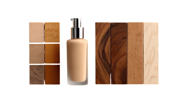 Foundation shades with wood-toned blocks