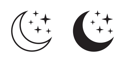 Night Sky Icon – Crescent Moon and Stars Symbol, Sleep and Dream Sign.