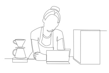 Cafes business concept one-line drawing