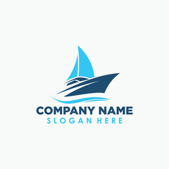 boat logo design template, travel and beach logo concept