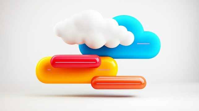 Abstract Cloud Mapping Illustration with Colorful Floating Shapes